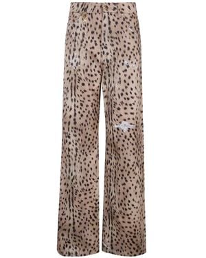 Amiri Vaqueros Anchos Con Animal Print - Neutro