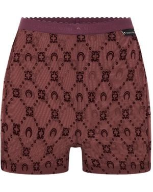 Marine Serre Mesh-Shorts mit Monogramm - Rot