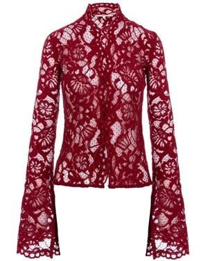 MANURI Blusa con encaje floral - Rojo