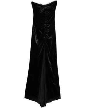 Alessandra Rich Bow-Detail Velvet Gown - Black