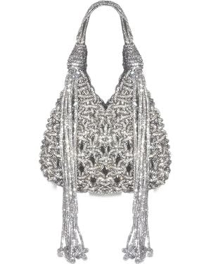 HIBOURAMA Mini Vannifique Pendant Crystal-Embellished Shoulder Bag - White