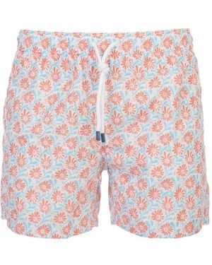 Fedeli Floral-Print Swim Shorts - White