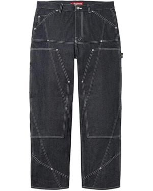 Supreme Contrast-Stitch Double-Knee Painter Jeans - Blue