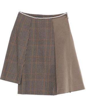 Kolor Prince Of Wales-Check Skirt - Brown