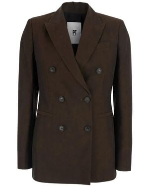 PT Torino Romy Double-Breasted Blazer - Black