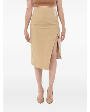 Off-White c/o Virgil Abloh Logo-Embroidered Slit-Detail Skirt - Natural