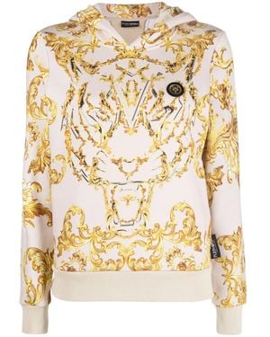 Philipp Plein Baroque-Print Long-Sleeved Hoodie - Metallic