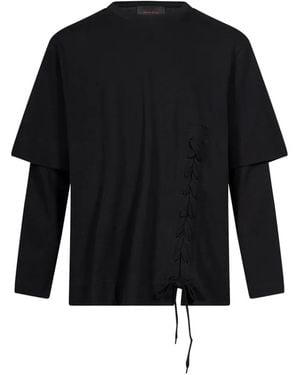 Simone Rocha Lace-Up Layered T-Shirt - Black