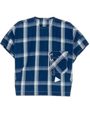 and wander Check-Print Pocket Top - Blue