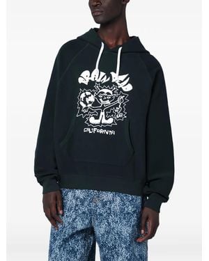 Brain Dead Graphic-Print Hoodie - Blue
