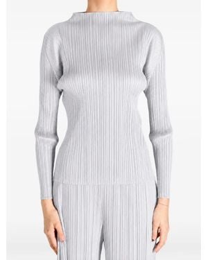 Pleats Please Issey Miyake Pleated Long-Sleeve Top - Grey