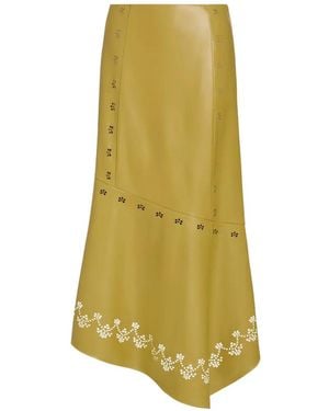 Marie Oliver Falda Midi Casey Asimétrica Con Perforaciones - Amarillo