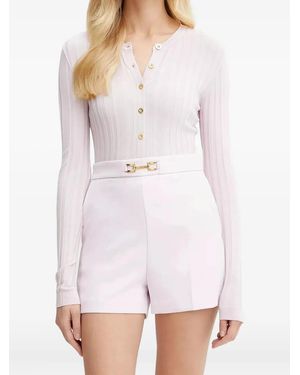 Elisabetta Franchi Ribbed-Knit Buttoned Cardigan - White
