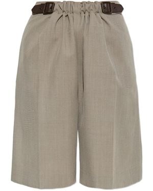 Loewe Bundfaltenshorts mit Gürtel - Natur