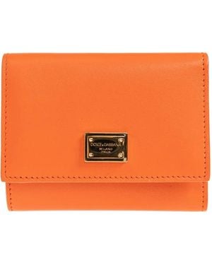 Dolce & Gabbana Portefeuille En Cuir À Plaque Logo - Orange