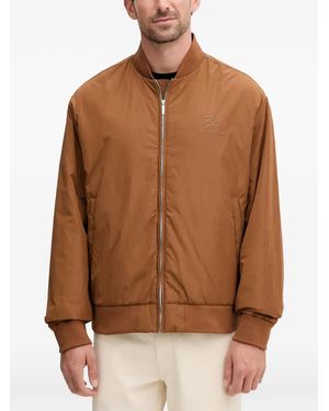 KARL LAGERFELD Logo-Embroidered Bomber Jacket - Brown