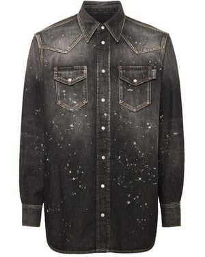 Philipp Plein Oversized Denim Shirt - Grey