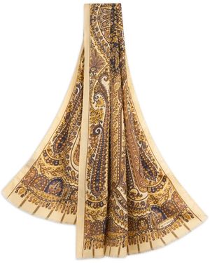 Etro Fringed Paisley-Print Scarf - Natural