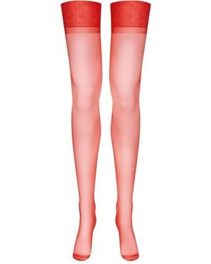 Maison Close Seamless Sheer Stockings - Red