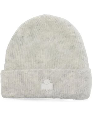 Isabel Marant Peeta Logo-Patch Beanie Hat - White