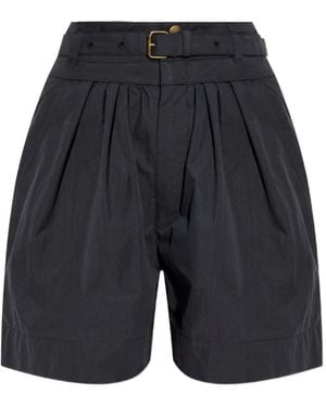 Isabel Marant Danica Pleated Belted Shorts - Blue