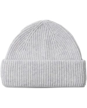 SELECTED Mason Ribbed-Knit Beanie Hat - Grey