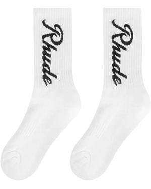 Rhude Destinado Script Socks - White