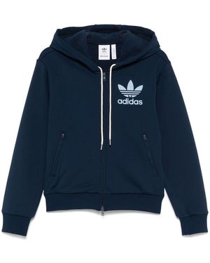 adidas X Wales Bonner Logo-Flocked Hoodie - Blue