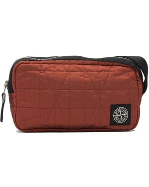 Stone Island Clutch Trapuntata Con Zip - Marrone