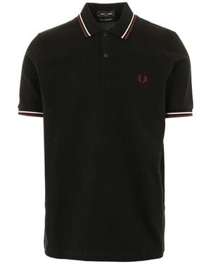 Fred Perry Striped-Trim Polo Shirt - Black