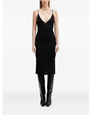 Rick Owens V-Neck Spaghetti-Strap Midi Dress - Black
