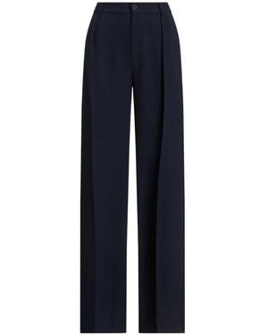Ralph Lauren Georgette Pleated Wide-Leg Trousers - Blue