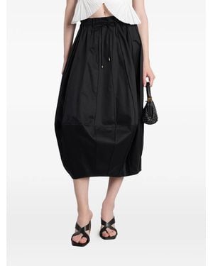 Cult Gaia Rivena Drawstring-Waist Panelled Midi Skirt - Black