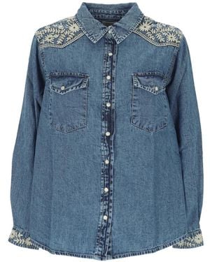 MAISON HOTEL Thelma Floral-Embroidered Shirt - Blue