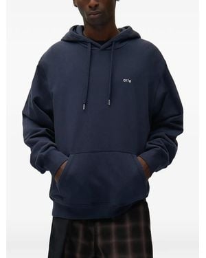 Arte' Logo-Embroidered Hoodie - Blue