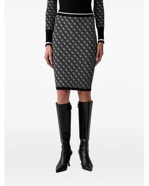 Guess 4G Monogram-Print Knit Midi Skirt - Black