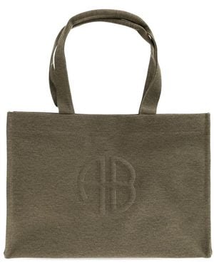 Anine Bing Embossed Logo Tote Bag - Green