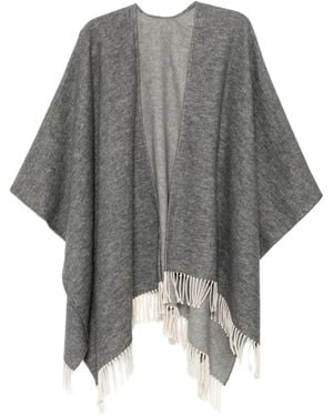 Eileen Fisher Fringed Poncho - Grey