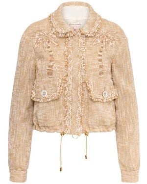 Maison Common Fringed Collared Jacket - Natural