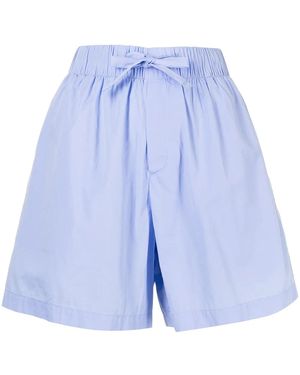 Tekla Pantalones Cortos De Pijama Anchos De Popelina - Azul