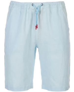 Kiton Drawstring Linen Shorts - Blue