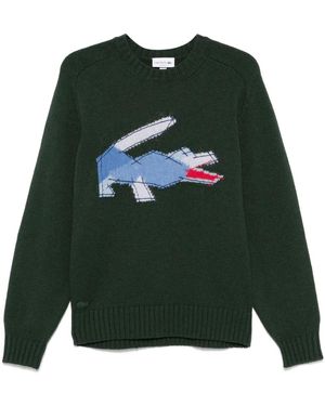 Lacoste Crocodile-Pattern Wool Jumper - Green