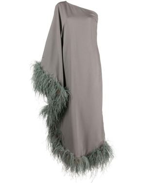 ‎Taller Marmo Asymmetrisches Midikleid mit Federn - Grau
