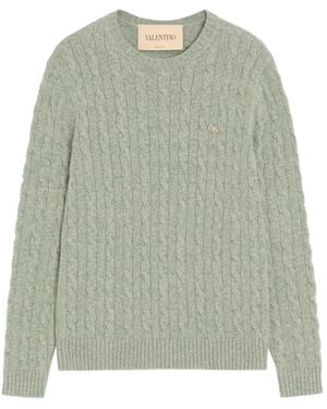 Valentino Garavani Cable-Knit Wool Jumper With Vlogo - Green