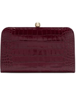 Furla Alba Crocodile-Texture Clutch - Purple