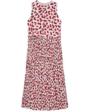 Jil Sander Floral Pleated Midi Dress - Red
