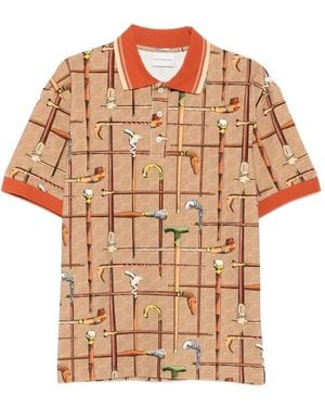 Drole de Monsieur Cannes-Print Polo Shirt - Brown