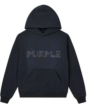 Purple Brand Logo-Detail Hoodie - Blue