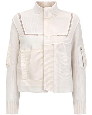 Sacai Jersey De Canalé A Paneles - Blanco
