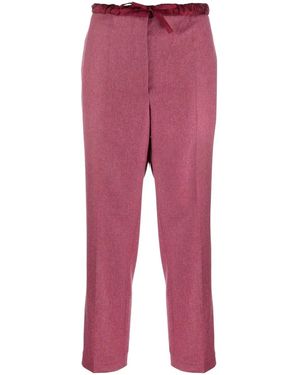 Jil Sander Cropped Wool Trousers - Red